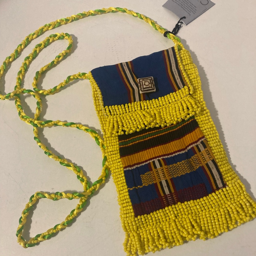 Handy Beaded Crossbody Phone Bag. Made in South Africa.